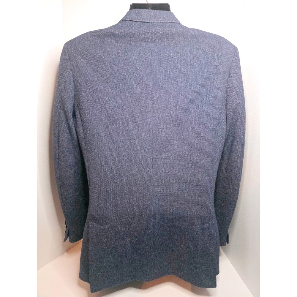 Angelo Litrico Blue Textured Slim Fit Two Button Top Stitch Sport Coat US 42 - Picture 4 of 14
